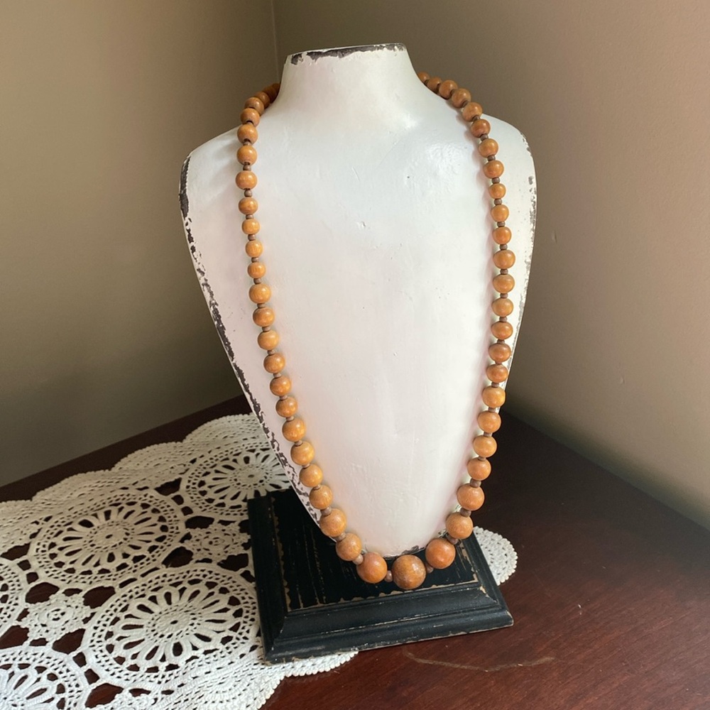 Vintage wooden bead necklace